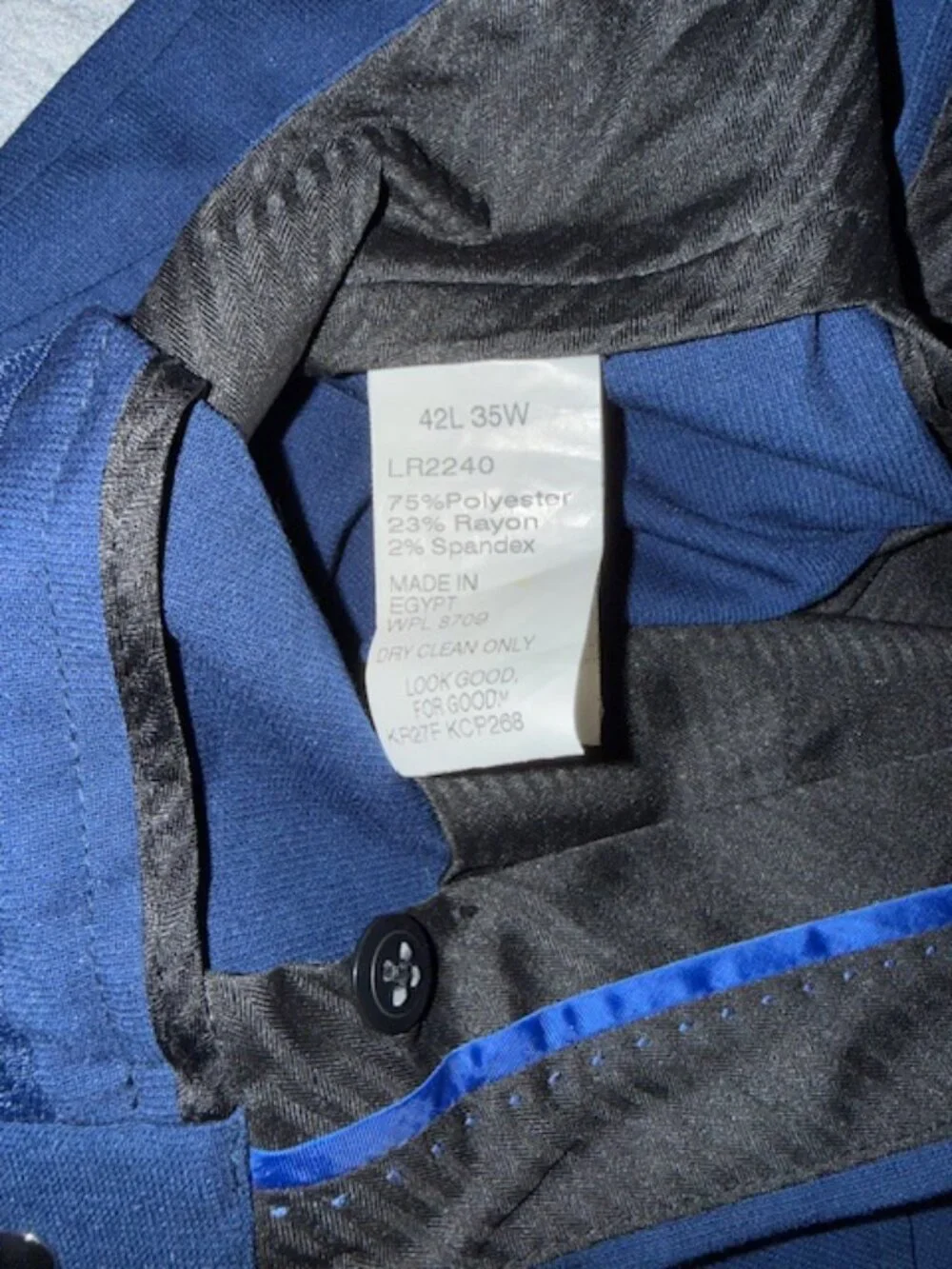 Kenneth Cole Reaction Techni‑Cole Pants Men 42L 35W Blue Slim Stretch Dress